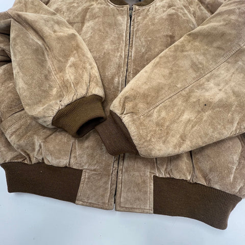 Vintage 80s Hammacher Schlemmer Suede Leather Bomber Jacket Made in USA Sz M