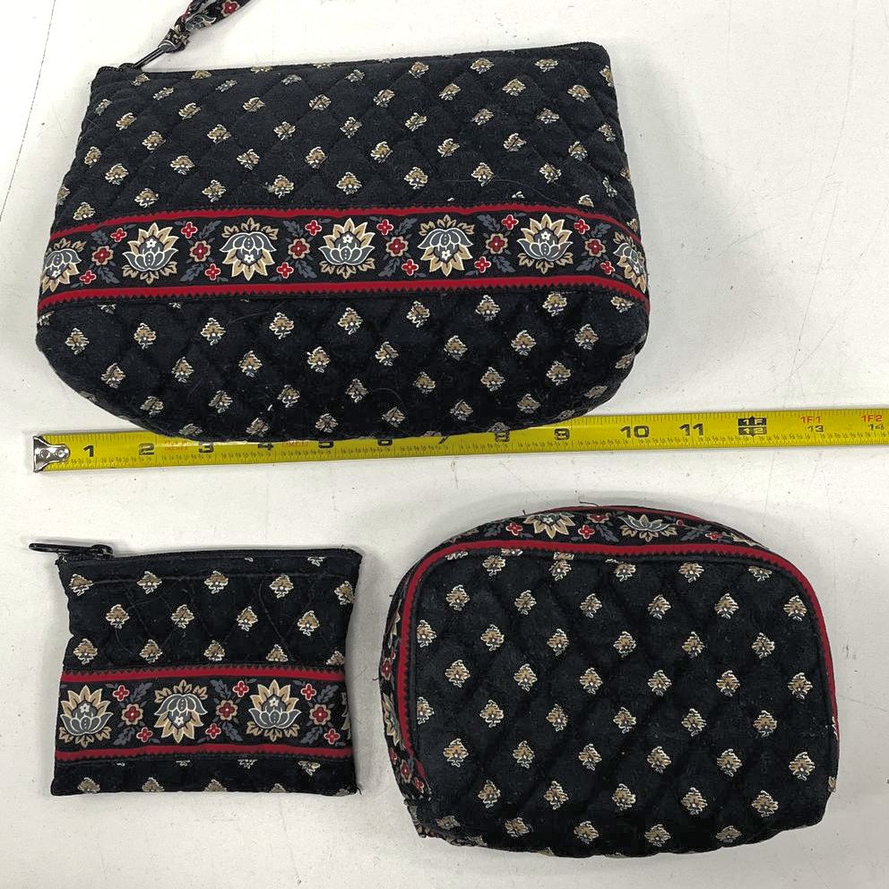 Vera Bradley Canterbury Quilted Tote Bag Cosmetic Case Pouch Lot of 4 Pieces