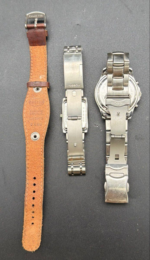 Vintage Fossil Men's Watch Lot of 3 Chronograph Speedway Blue PR-5327 JR-9337