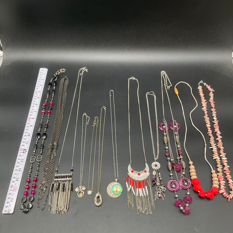Boho Eclectic Necklace Jewelry Lot of 11 Crescent Moon Tree of Life Pendants