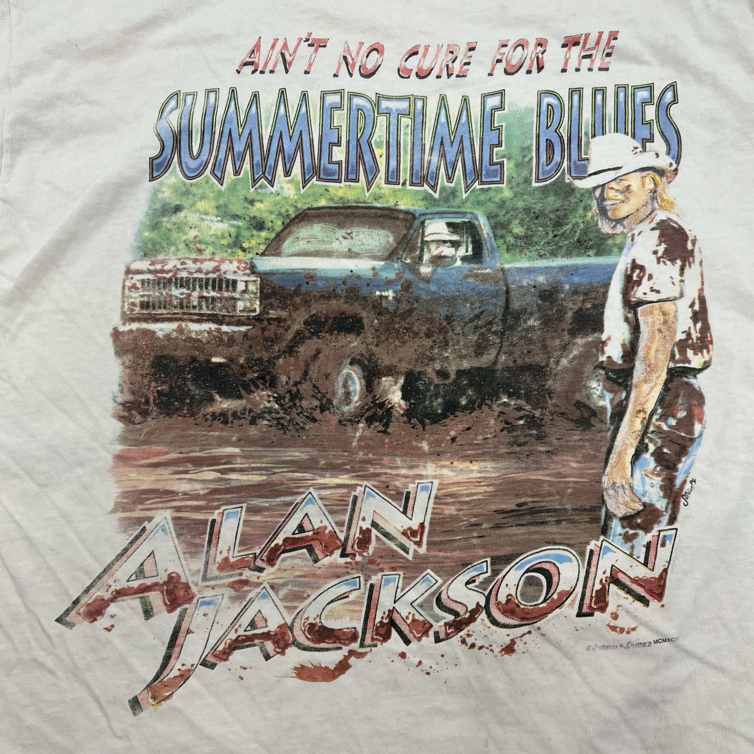 Vintage 1994 Alan Jackson Summertime Blues T-Shirt Single Stitch Made USA Sz XL