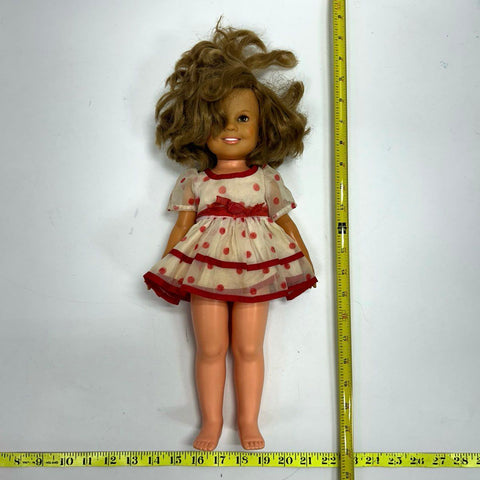 Vintage Shirley Temple Ideal Doll 1972 16 Inch Vinyl With Polka Dot Dress
