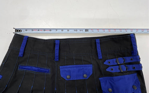 UTK Men's Black Blue Utility Kilt Cargo Pockets Contrast Stitch Sz 44
