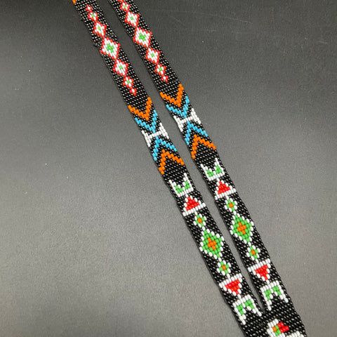 Vintage Native American Style Seed Bead Thunderbird Necklace Beaded Fringe 16"