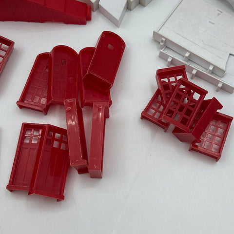 Vintage Elgo Toy Bricks Building Block Lot Mixed Parts Windows Fences Red White