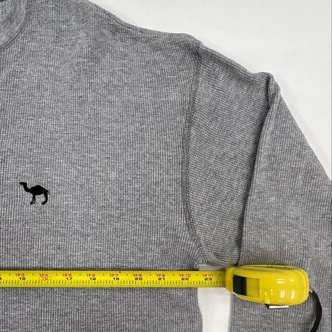 Vintage 90s Camel Waffle Knit Thermal Henley Embroidered Logo Shirt Sz L