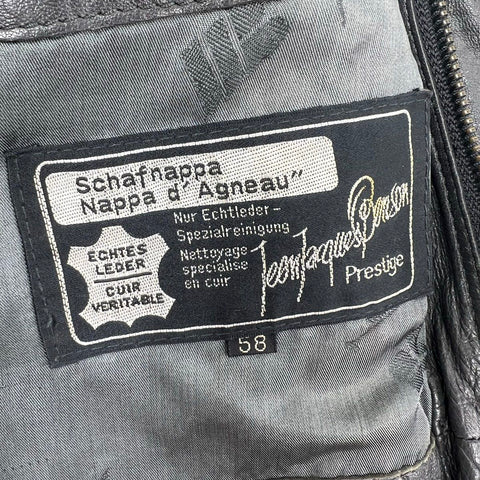 Vintage 80s Jean Jacques Benson Mens Gray Nappa Lambskin Leather Bomber Jacket