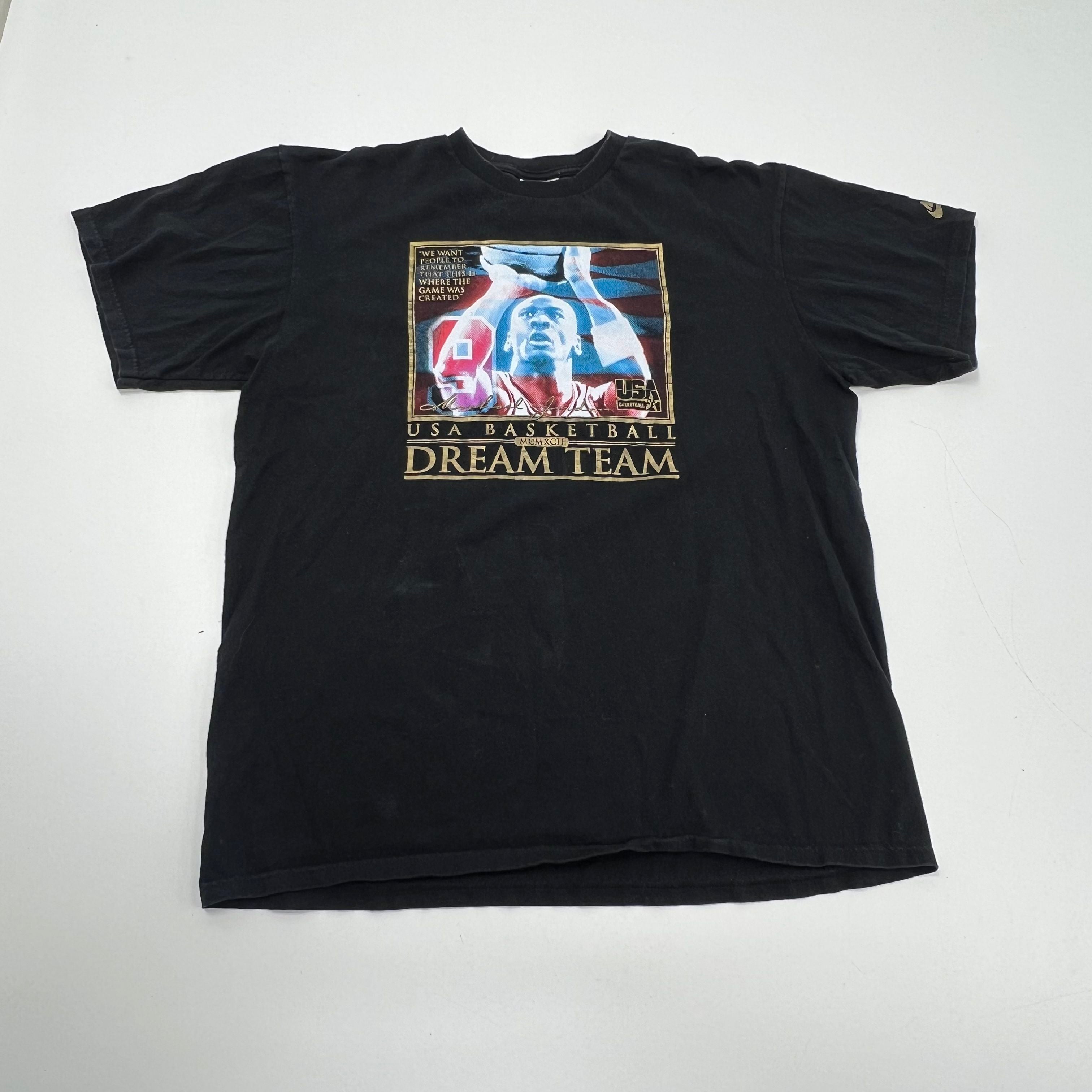 Vintage 90s Michael Jordan USA Dream Team 1992 T-Shirt Nike Sz L