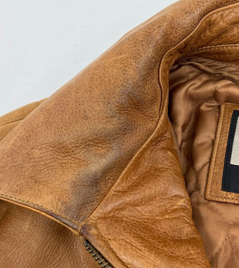 M Julian Wilsons Tan Brown Distressed Leather Thinsulate Lined Jacket Men's L