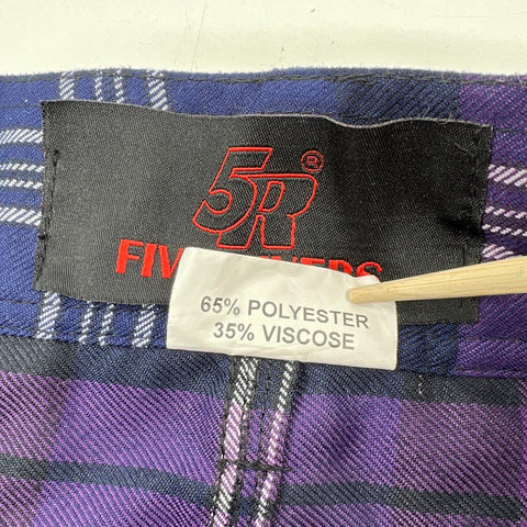 Five Rivers Men's Kilt Skirt Purple Plaid Cargo Pockets Utility Size 46
