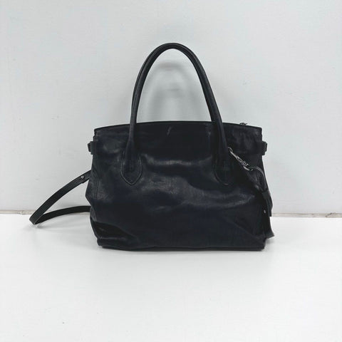 Massimo Palomba Black Leather Satchel Tote Bag Made in Italy Removable Strap