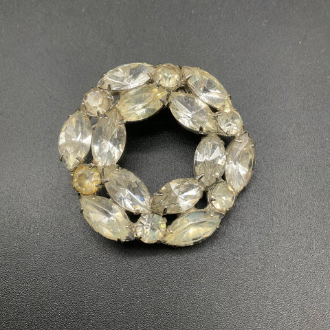 Vintage Rhinestone Costume Jewelry Brooch Lot of 4 Maltese Cross AB Wreath