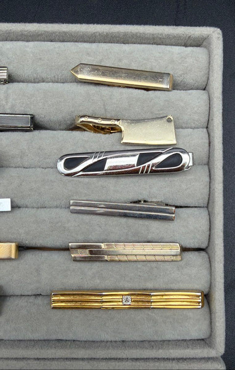 Vintage to Modern Men's Tie Clip & Tack Accessory Lot 30+ Non-Precious Metal