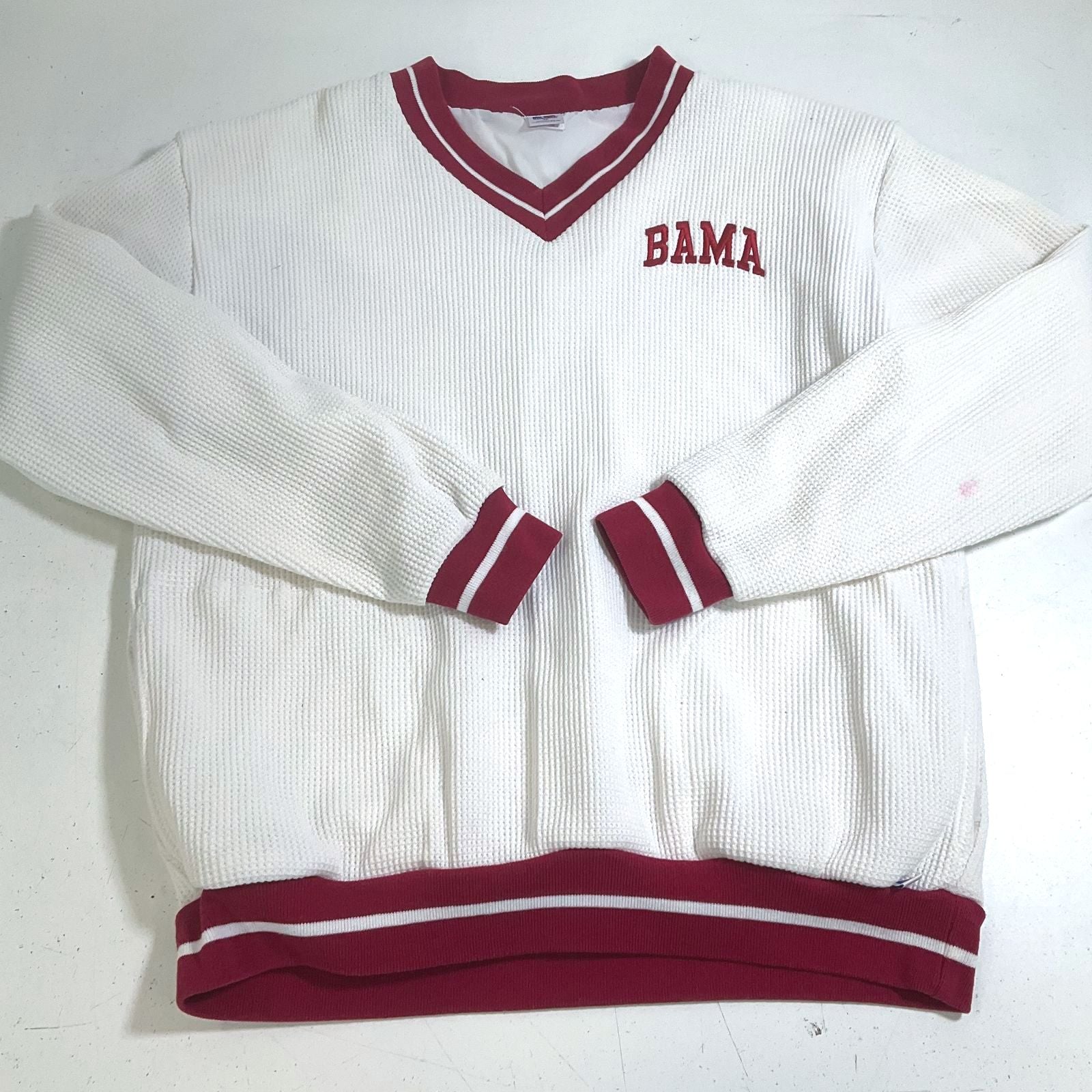 Vintage 90s Russell Alabama Bama Thermal Pullover Pocket Sweater Men's XL