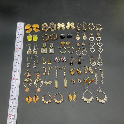 Vintage & Modern Costume Jewelry Earrings Lot 33 Pairs Hoops Dangles Studs