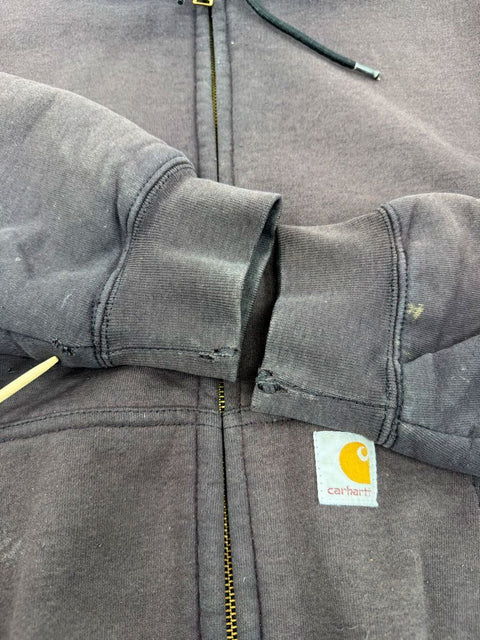 Carhartt J149 Thermal Lined Duck Active Jac Faded Black Hooded Jacket Mens L