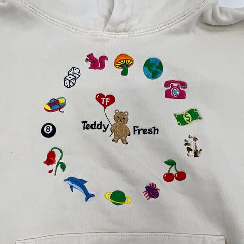Teddy Fresh Hoodie Lot Gray I Heart TF & White What Is Love Embroidered Size S