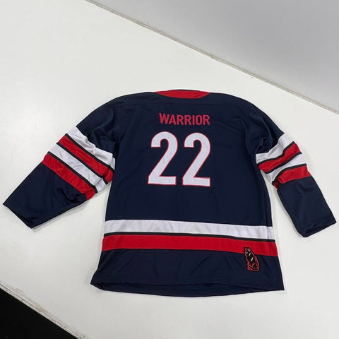 Black Cat Hockey Men's Veterans Day Warrior #22 Hockey Jersey Navy Blue Sz 2XL