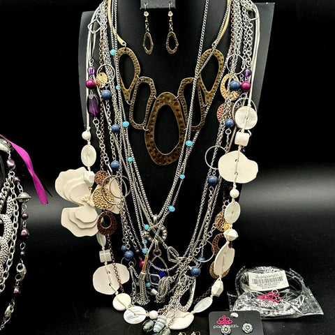 Paparazzi Costume Jewelry Lot 30pc Necklaces Earrings Bracelets Silver Tone