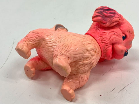 Vintage Rubber Squeak Toy Pink Red Dog Puppy Figurine Mid Century Kitsch