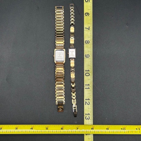 Two Vintage Elgin Gold Tone Rectangular Wristwatches EG286NB EG616 Lot