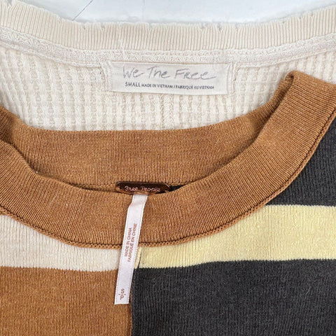 Free People Women's Sweater Lot of 2 Multicolor Striped Colorblock Thermal Sz S