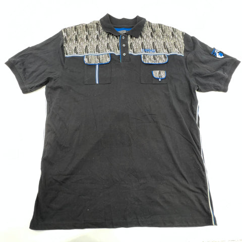 Vintage Y2K Coogi Black Embroidered Crest Patch Multi Pocket Polo Shirt Men's