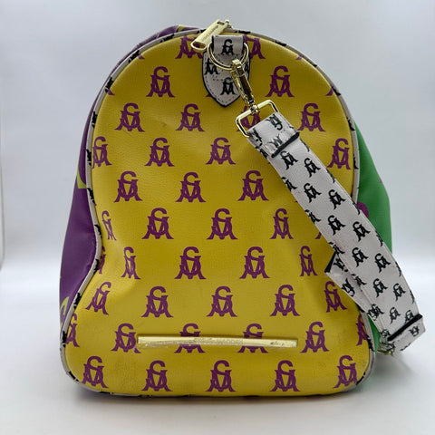 Steve Madden Multi-Color Monogram Logo Duffle Weekender Bag Gold Hardware
