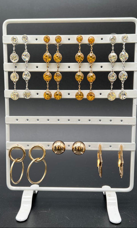 Vintage Joan Rivers Costume Jewelry Crystal Hoop Dangle Stud Earrings Lot of 12