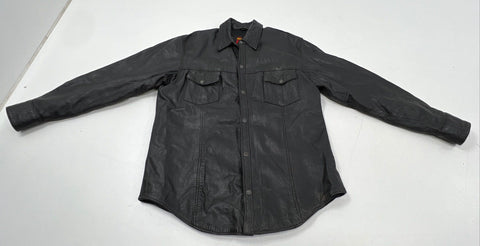 Vintage 90s Hot Leathers Snap Front Biker Leather Shirt Jacket Sz XL