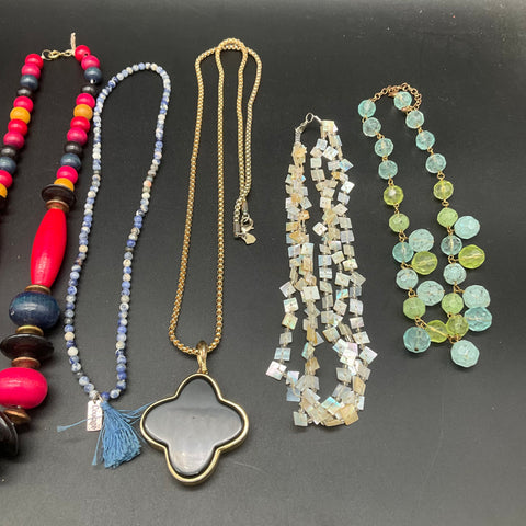 Fashion Costume Beaded Statement Necklace Jewelry Lot of 8 Boho Shell Wood