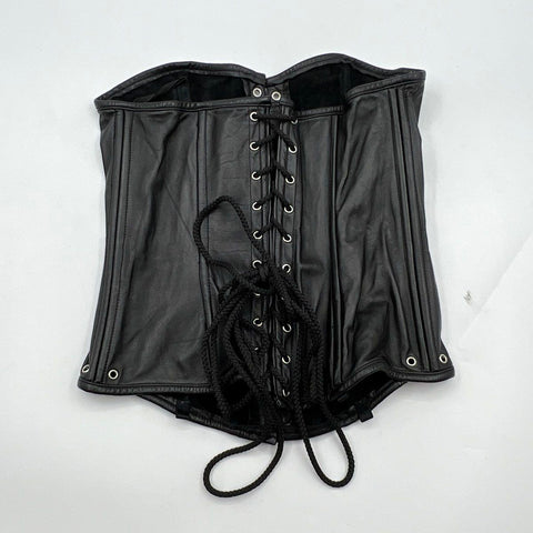 Allure Leather Women's Black Genuine Leather Boned Lace Up Corset Size M