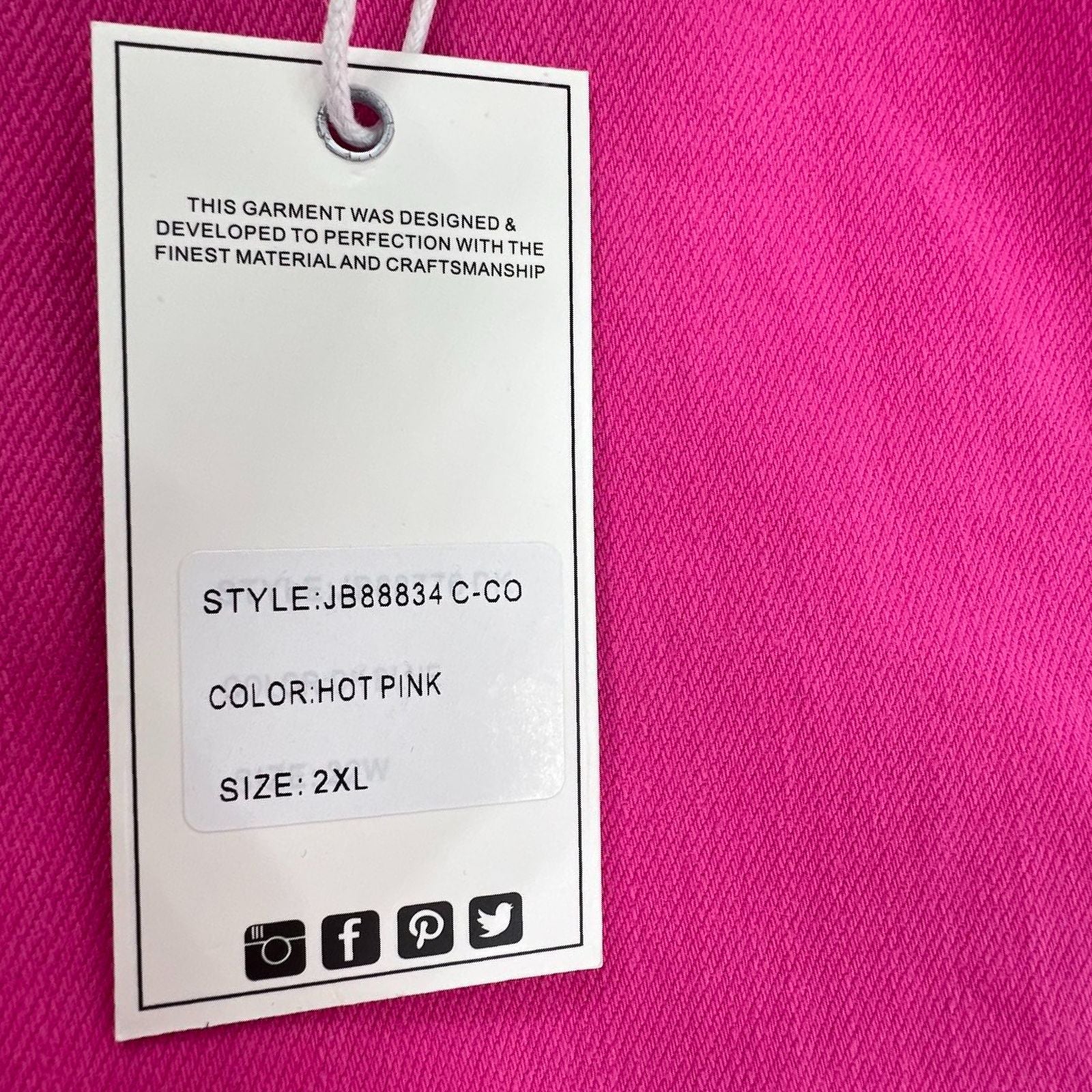Judy Blue Garment Dyed Utility Flare Jumpsuit Hot Pink Women's Size 2XL NWT