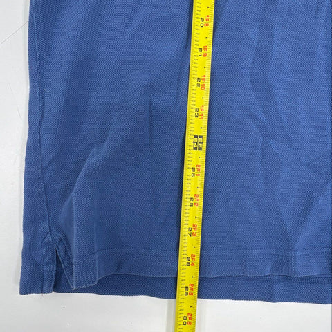 Burberry Men's Polo Shirt Blue Embroidered Knight Nova Check Placket Sz L