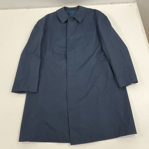 Vintage 80s Henson Blue Swiss Fabric Trench Coat Raincoat Plaid Lined Men's
