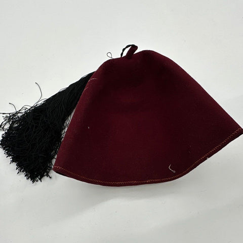 Vintage Shriners Fez Hat Za-Ga-Zig C.E. Ward Co Maroon Wool Tassel Size 7 1/2