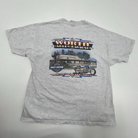 Vintage 1997 Harley-Davidson Worth KC MO Pocket T-Shirt Made in USA Sz XL