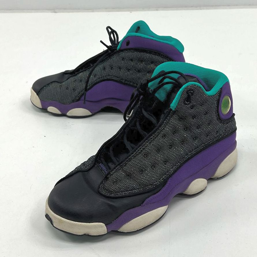COA Girls' Nike Air Jordan 13 GS Black Atomic Teal Purple Shoes Size 6.5Y