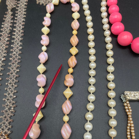 Vintage Faux Pearl & Beaded Costume Jewelry Lot of 11 Necklaces Pendants