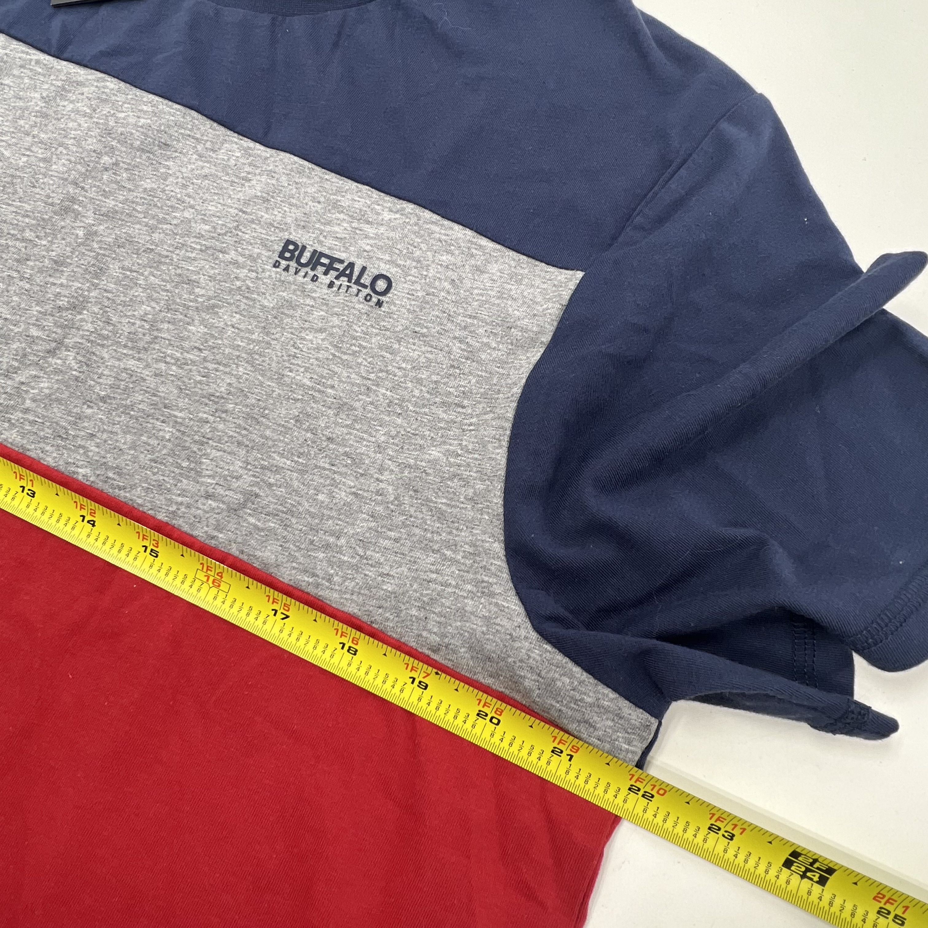 NWT Buffalo David Bitton Color Block Red Blue Gray T-shirt Men's Size XL $55