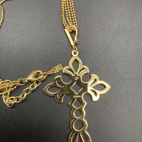 Lauren Ralph Lauren LRL Gold Tone Rhinestone Quatrefoil Necklace Set of 2