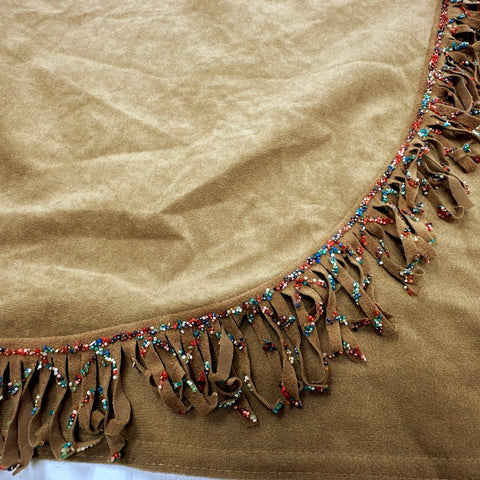 Vintage 90s Disney Pocahontas Faux Suede Fringe Beaded Girls Dress Sz 8-10