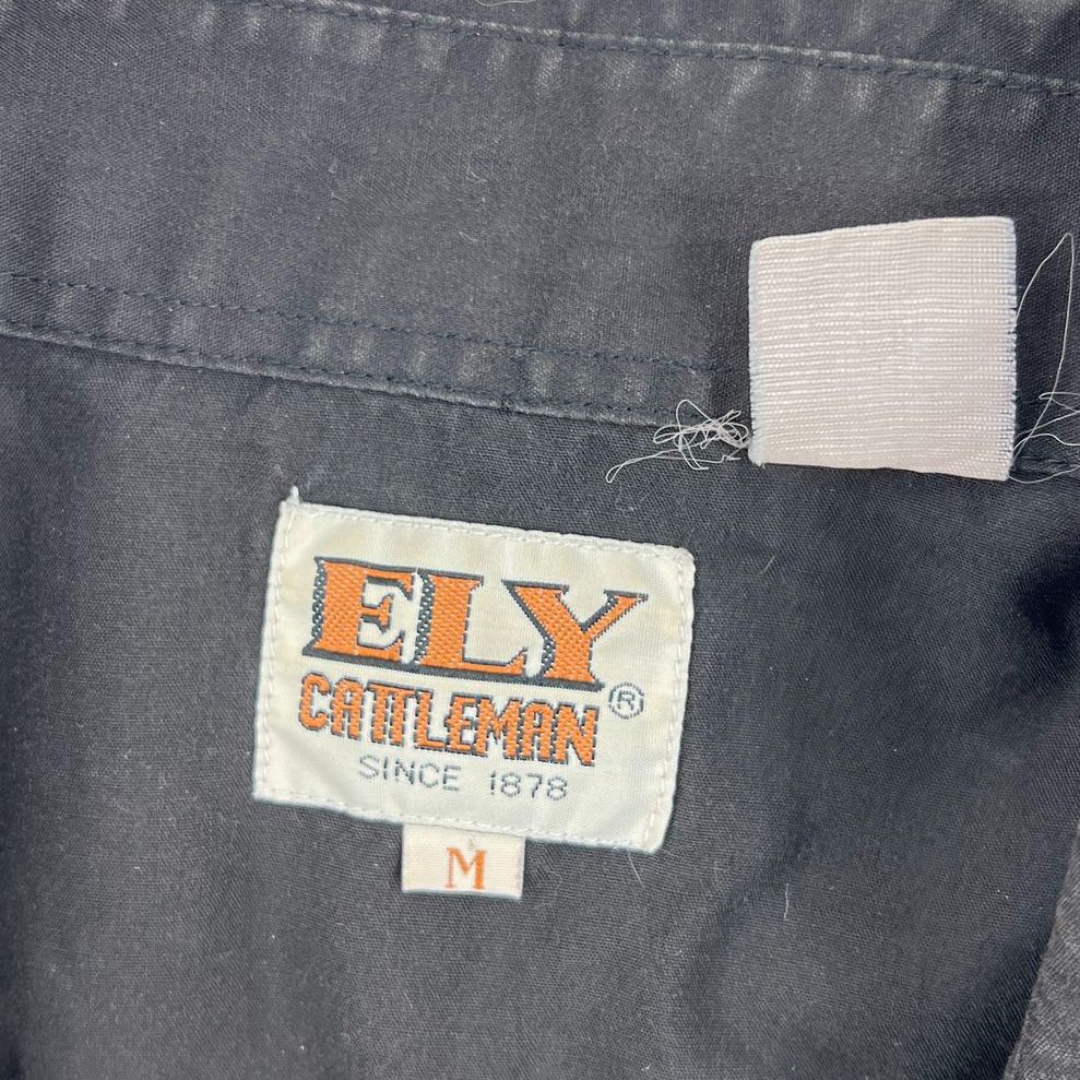 VTG Men's Ely Cattleman Black Embroidered Cowboy Long Sleeve Shirt - Size Medium