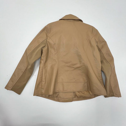 Lane Bryant Women's NWT Tan Faux Leather Asymmetrical Zip Moto Jacket 14/16