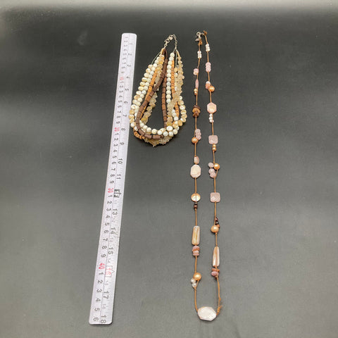 Silpada Sterling Silver 925 Necklace Lot 2pc Multi-Strand Station Rose Quartz