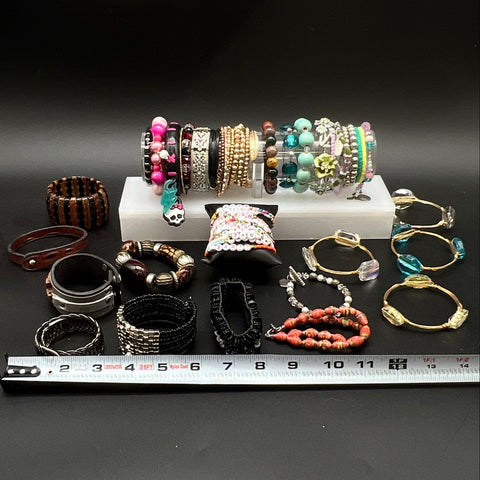 Mixed Costume Jewelry Bracelet Lot 45+ Pcs Beaded Bangle Cuff Monster High Charm