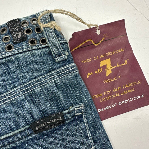7 For All Mankind Women's Grommet Flare Jeans Vintage Y2K Distressed NWT Sz 27