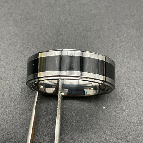 Brilliance Tungsten Carbide 1/10 CTTW Diamond Two-Tone Band Size 12