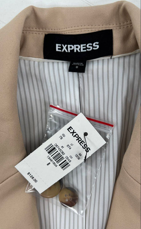 Express Women's Tan Stretch Single Button Blazer Jacket Size 8 NWT