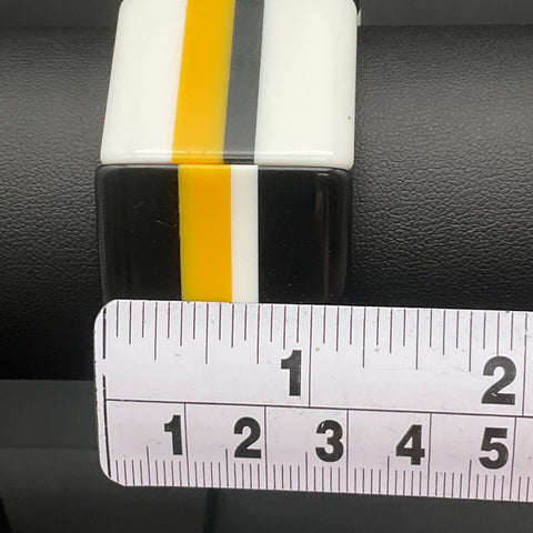Vintage Modernist Chunky Resin Stretch Bracelet Black White Yellow Geometric